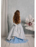 Sky Blue Jacquard Tulle Keyhole Back Flower Girl Dress Sky Blue Jacquard Tulle Keyhole Back Flower Girl Dress